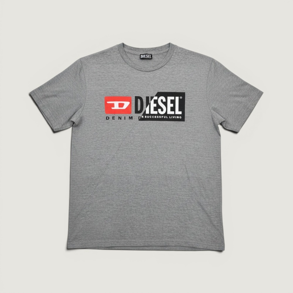 Diesel T-Shirt T-Diego-Cuty Logo Graphic‎ Grey Large